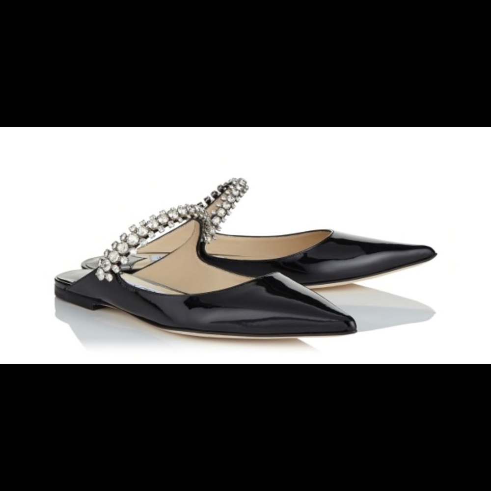 Jimmy Choo Embellished Patent Leather Flat Mules BRAND NEW - Picture 3 of 9